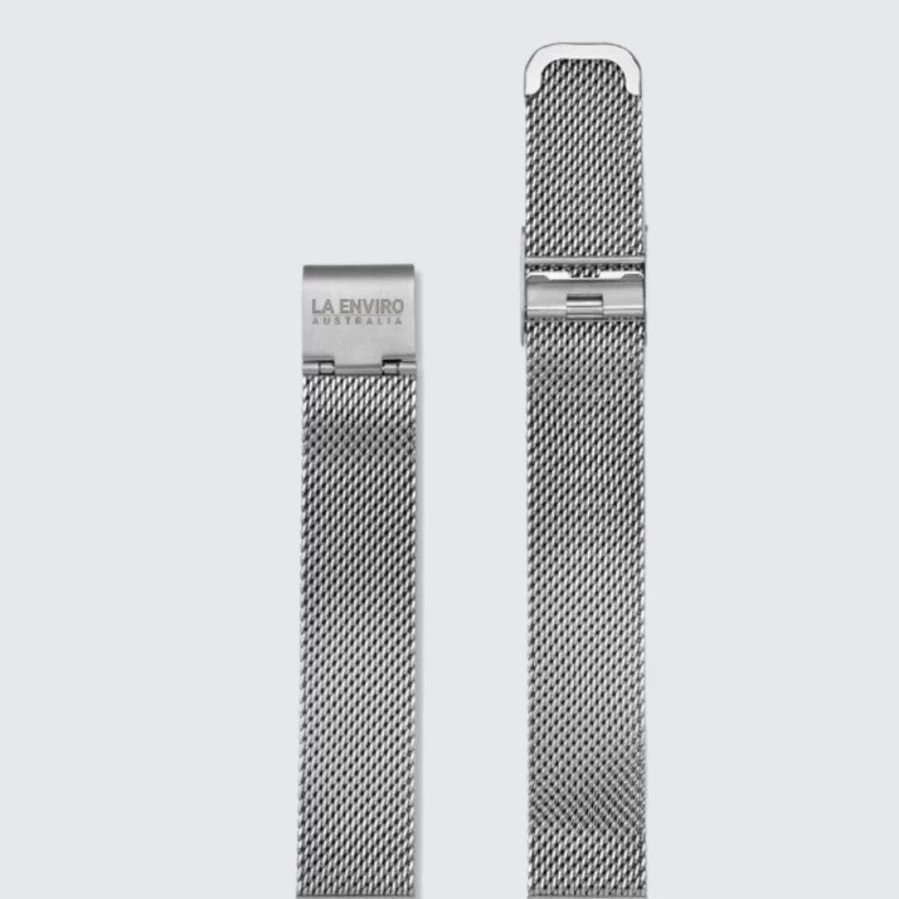 LA ENVIRO 20mm Silver Stainless Steel Mesh Watch Band Replacement Strap for Men & Women