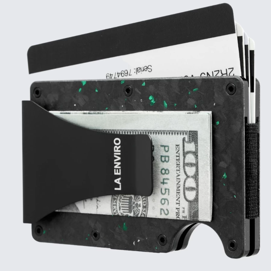 LA ENVIRO Forged Carbon Fiber Wallet in Matte Green | Ultra-Thin RFID Blocking Luxury Men's Wallet